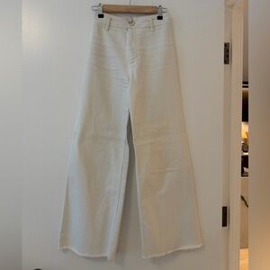 Zara Off-White High-Rise Wide Leg Jeans